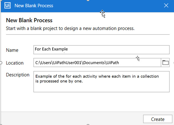 Figure 6.45 – Creating a New Blank Process
