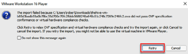 Figure 10.3 – Warning compatibility error message
