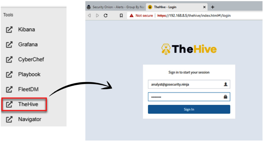 Figure 11.33 – Opening the TheHive management console
