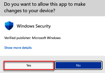 Figure 11.41 – Authorizing changes in Windows Security configuration
