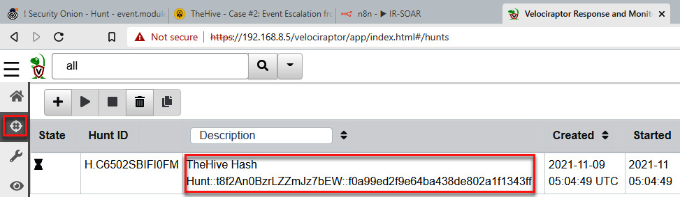 Figure 11.77 – Verifying the new hunt created by TheHive to look for the IoC
