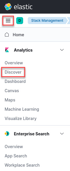 Figure 12.14 – Opening the Discover dashboard
