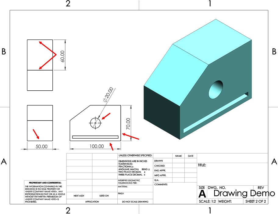 Figure 10.31 – Click areas to display the shown dimensions 
