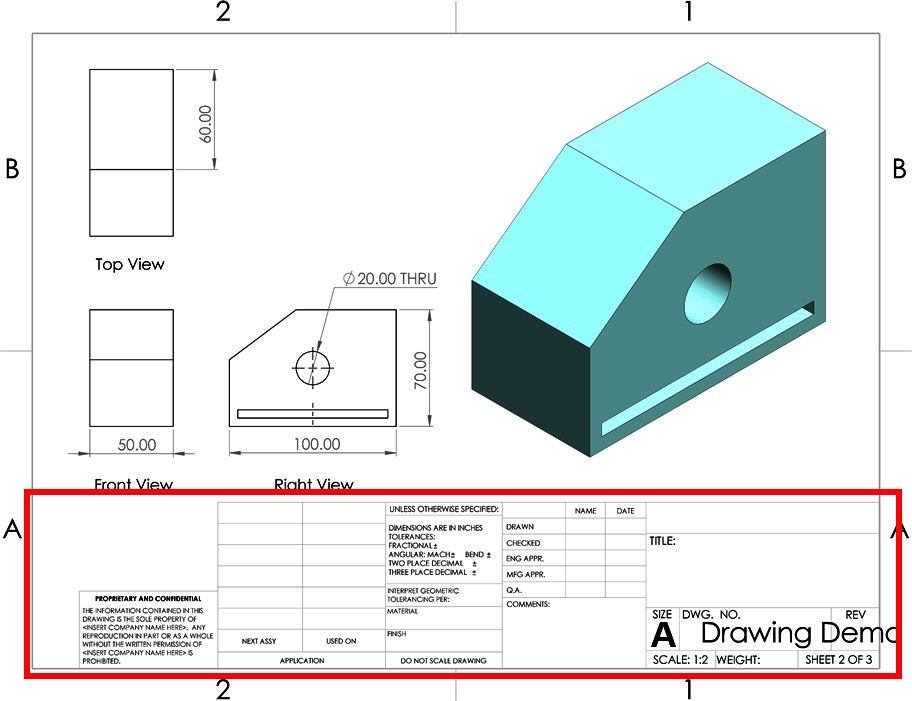 Figure 10.44 – The information block shows information related to the drawing
