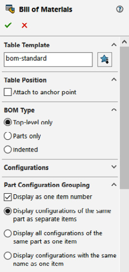 Figure 11.7 – Initial options for inserting a BOM
