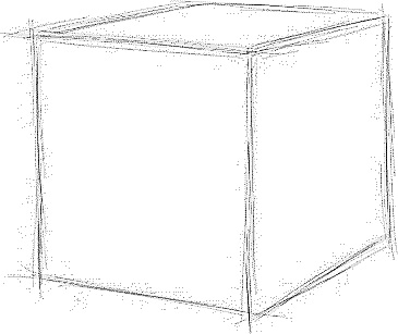 Figure 3.2 – A hand-drawn sketch of a cube
