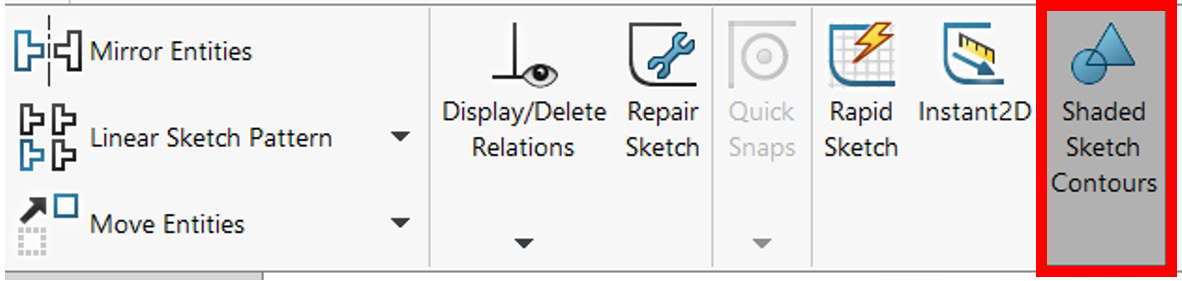 Figure 3.22 – The Shaded Sketch Contours option shades enclosed sketch entities 
