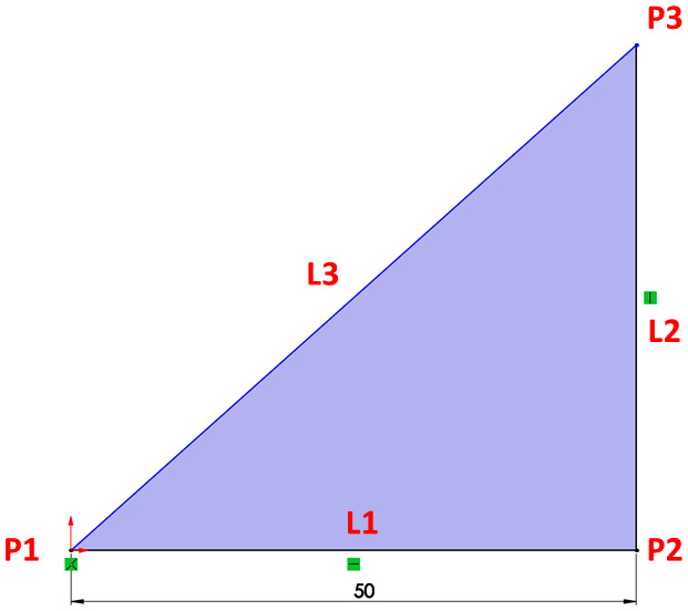 Figure 3.51 – A sketch that is partially defined, with the interface showing blue and black lines
