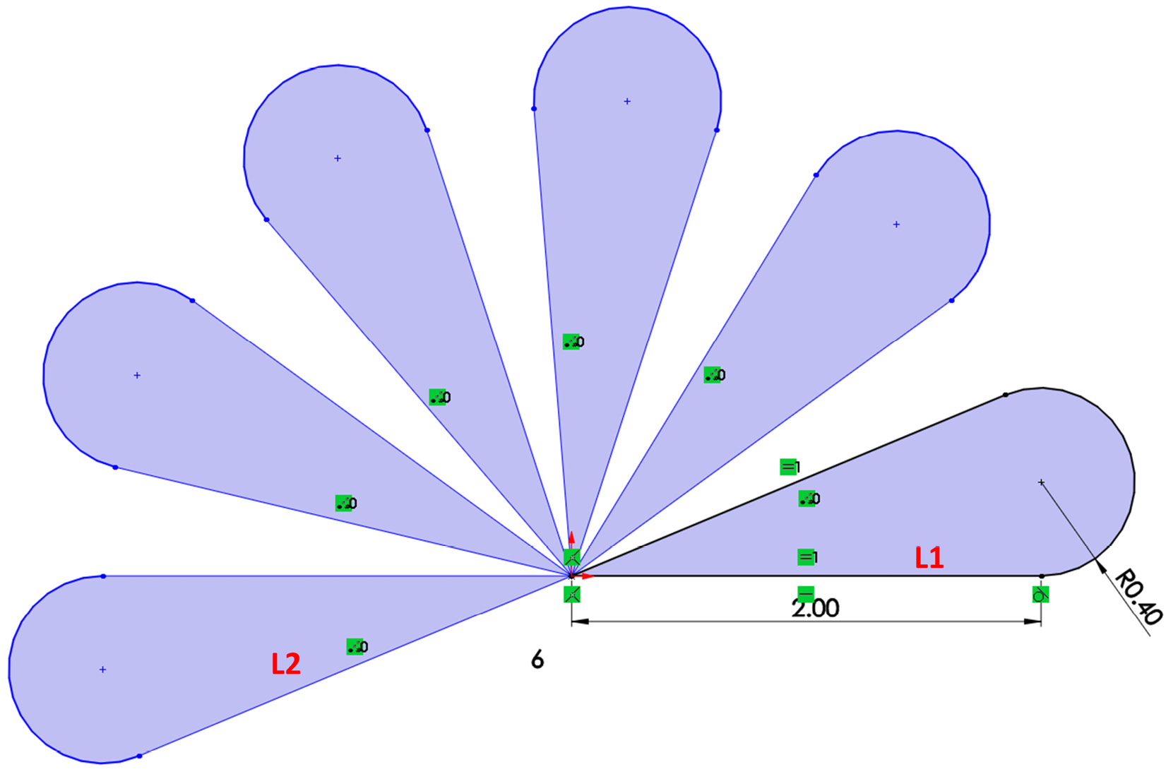 Figure 4.31 – The resulting sketch after applying the pattern might not be fully defined
