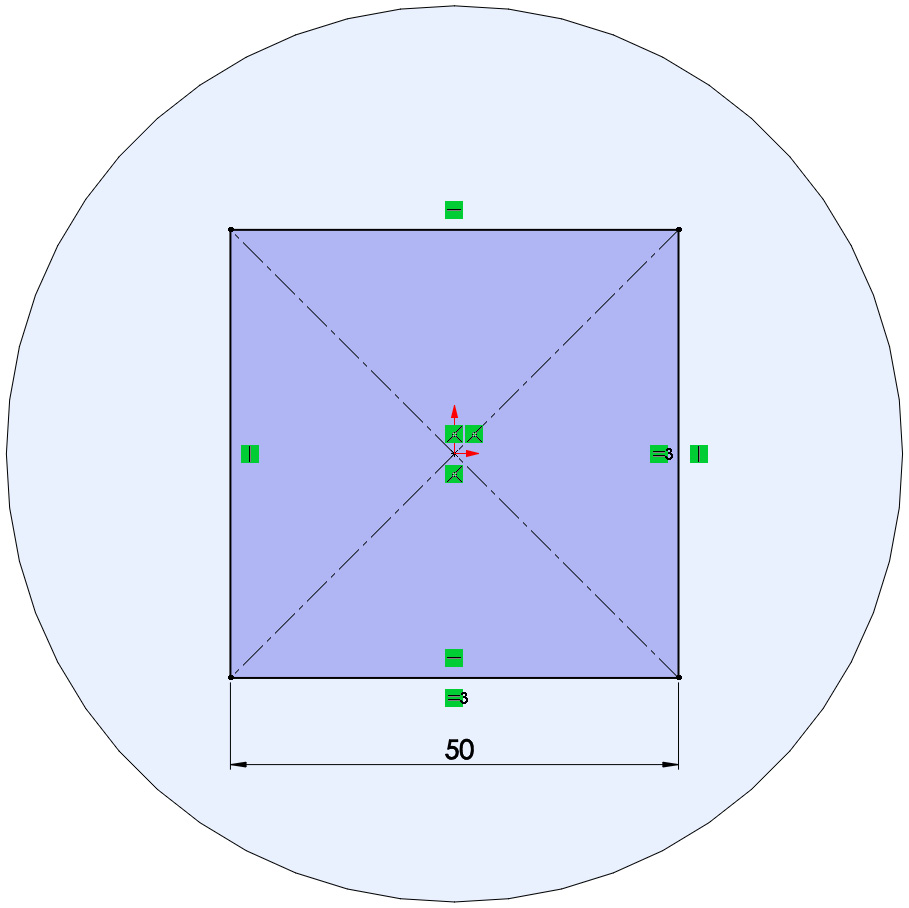 Figure 5.19 – The fully defined sketch for the extruded cut feature
