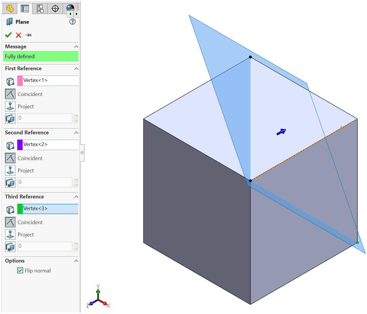 Figure 6.13 – PropertyManager and the plane preview
