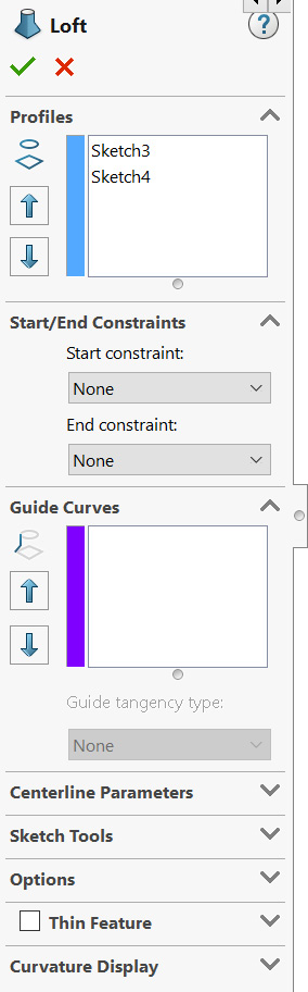 Figure 6.50 – PropertyManager showing the profile selection
