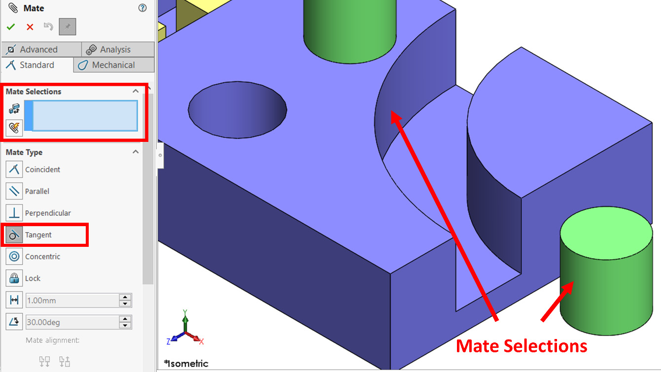 Figure 8.25 – The mate selection for the tangent mate
