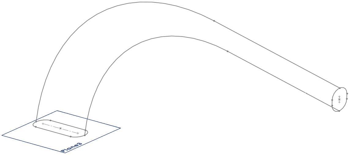 Figure P1.19 – The profiles and guide curves used to create the base lofted boss
