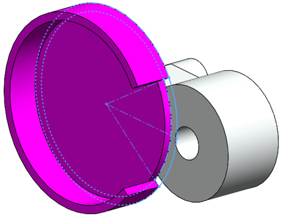 Figure P2.32 – Two extruded bosses with the same sketch can be used to create the disk
