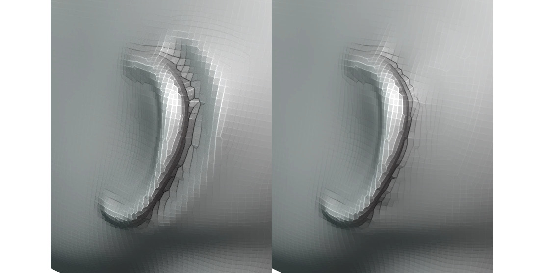 Figure 3.37 – The back of the ear before and after smoothing
