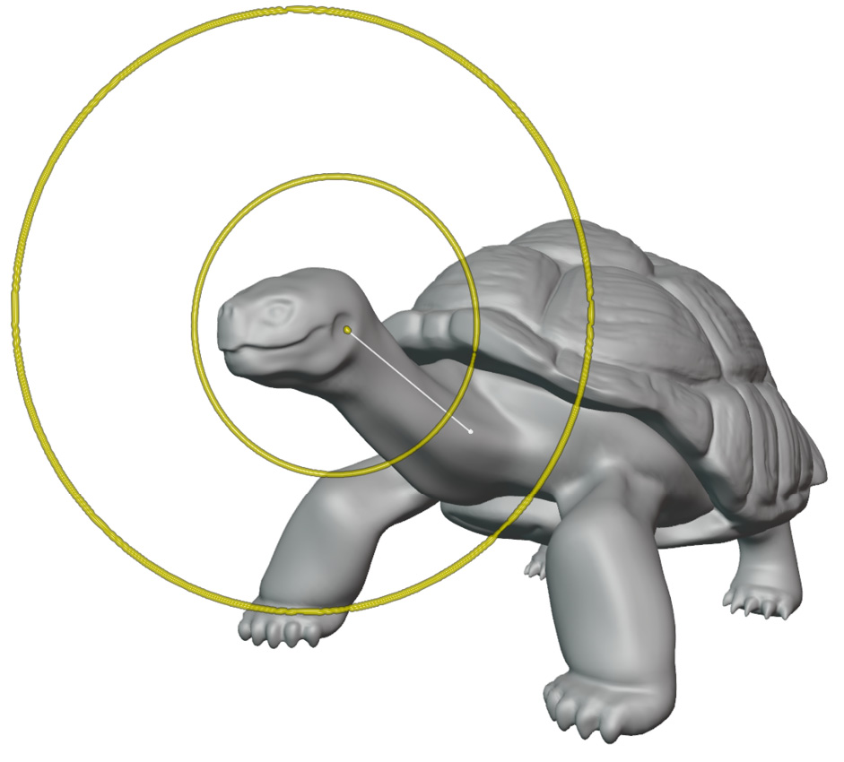 Figure 5.43 – The Pose brush reaching from the head down to the base of the neck
