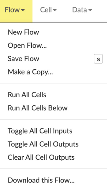 Figure 2.9 – The Flow functions drop-down list
