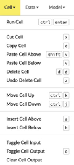 Figure 2.10 – The Cell functions drop-down list
