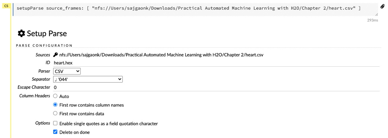 Figure 2.17 – The dataset parsing inputs
