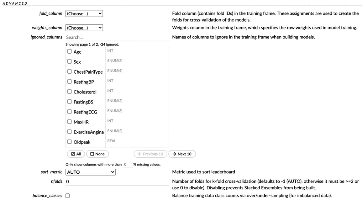 Figure 2.29 – AutoML advanced parameters, part 1
