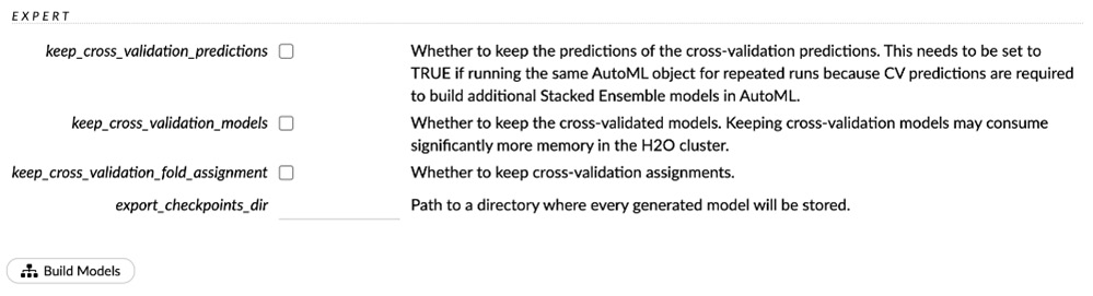 Figure 2.31 – AutoML expert parameters
