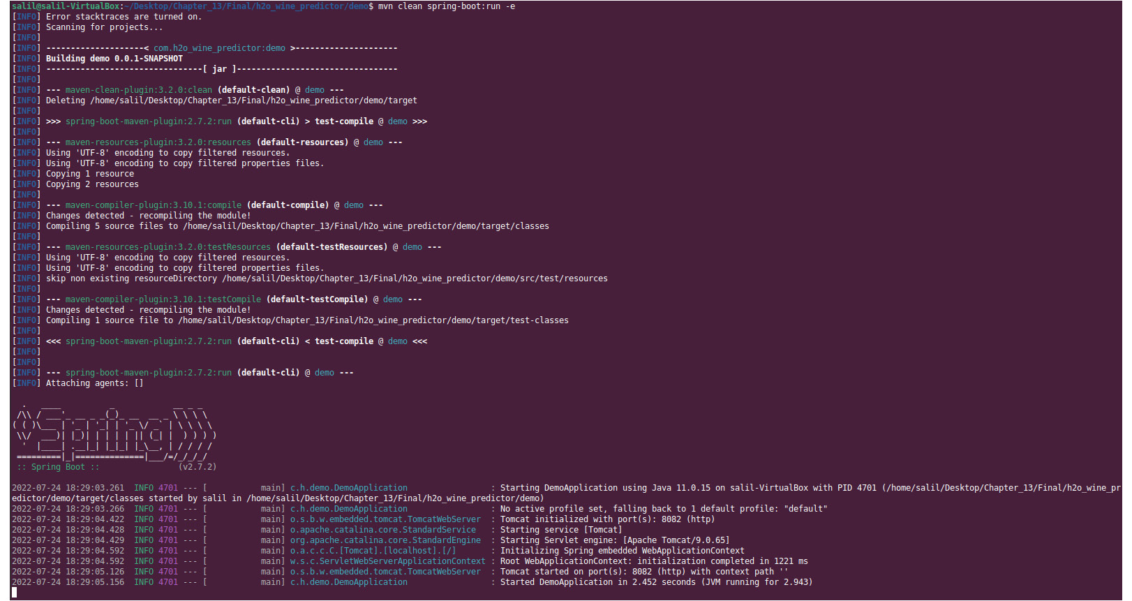 Figure 13.4 – Successful Spring Boot application run output
