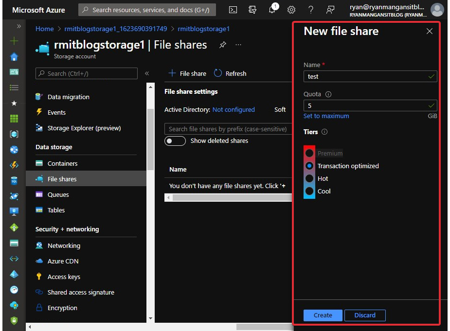 Figure 5.10 – The New file share blade