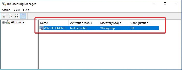 Figure 7.3 – License server role installed but not activated
