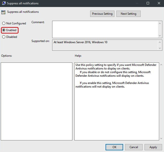 Figure 11.30 – Suppress all notifications policy form