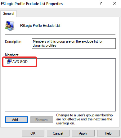 Figure 12.12 – Screenshot showing the Exclude List for FSLogix profile containers