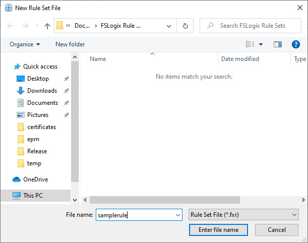 Figure 15.3 – Dialog box for saving the new rule file
