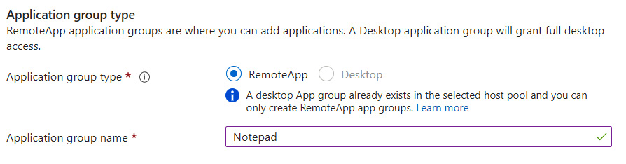 Figure 15.17 – The Application group type section