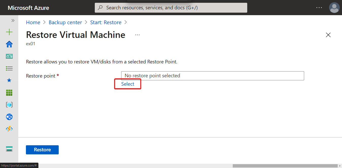 Figure 16.14 – Restore point page within the virtual machine restore wizard