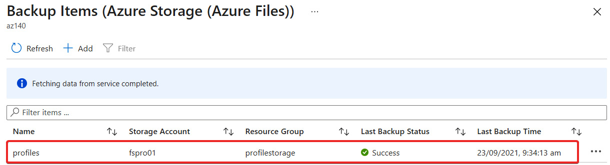 Figure 16.23 – The first backup job has been completed