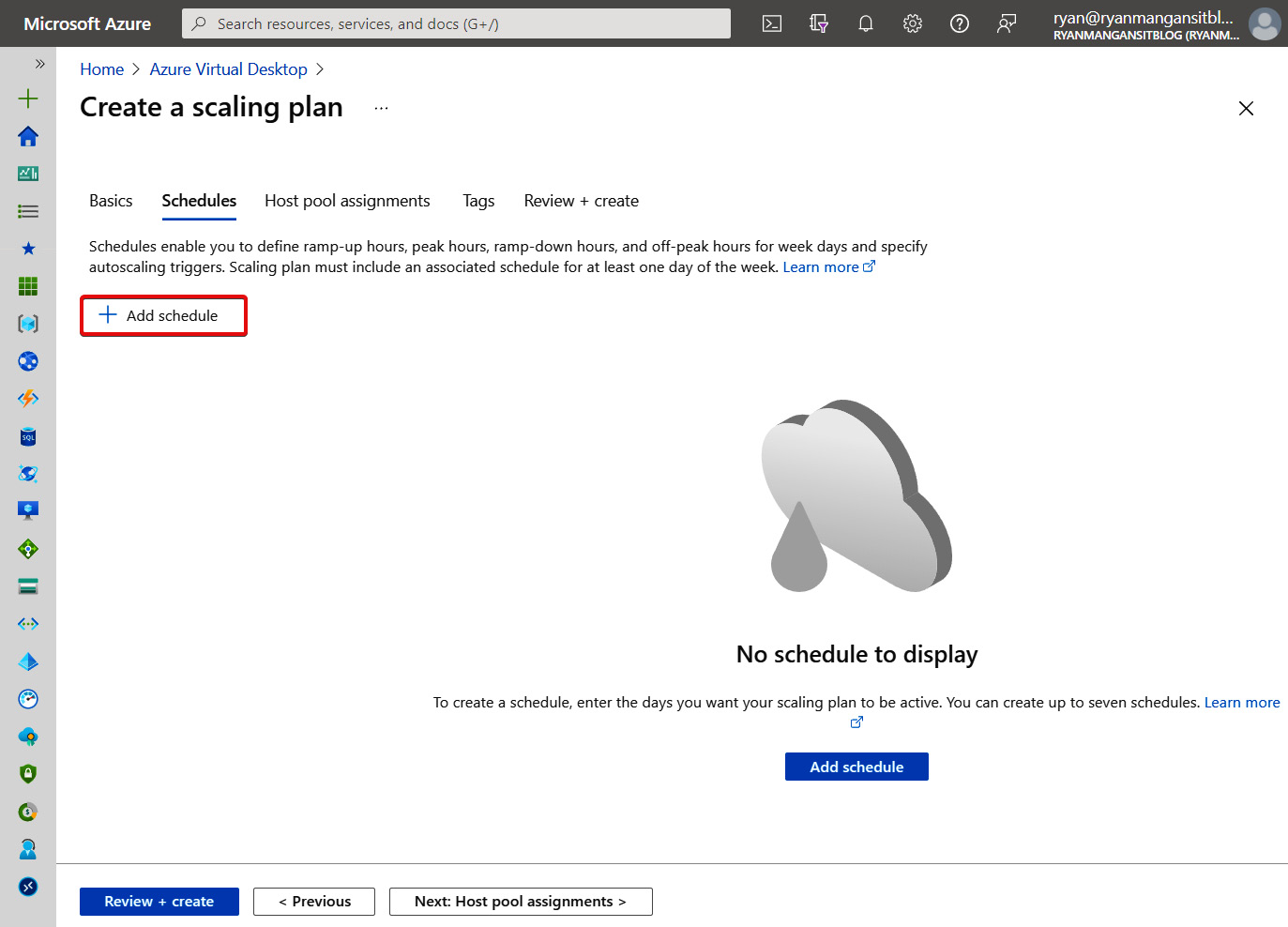 Figure 17.44 – The Schedules tab on the Create a scaling plan page