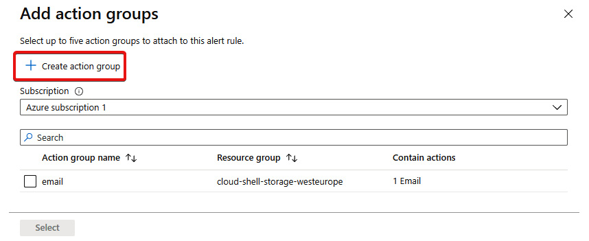 Figure 18.41 – + Create action group button