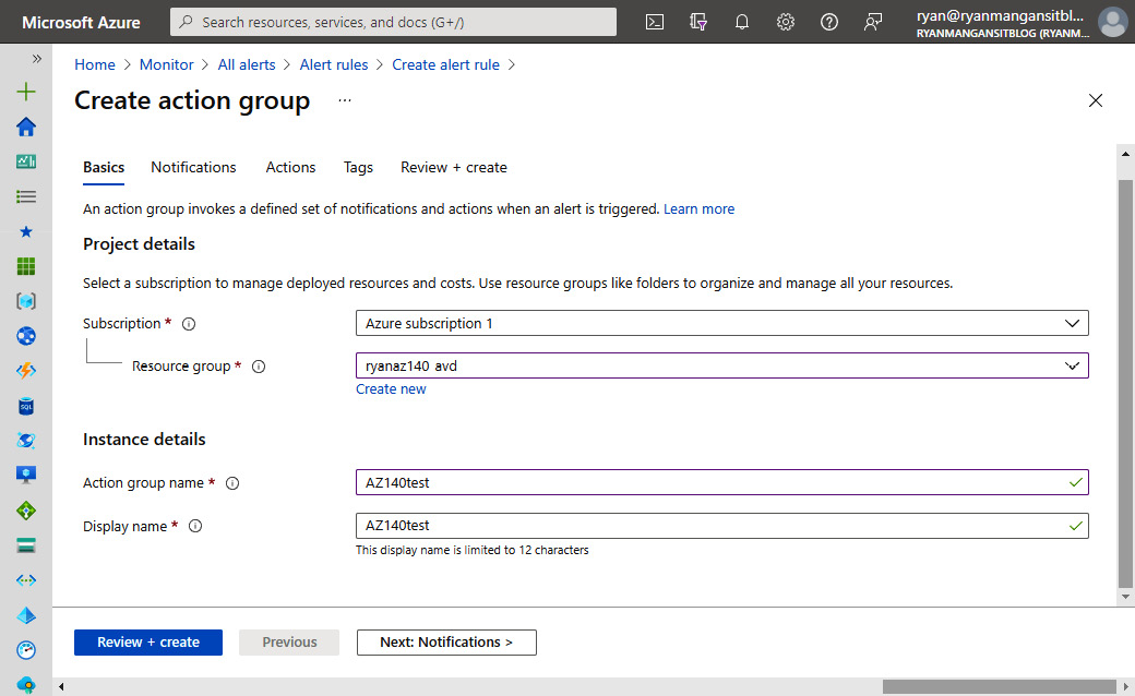 Figure 18.42 – Create action group page