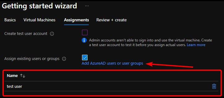 Figure 19.11 – Button to add users and groups to the Getting started wizard deployment
