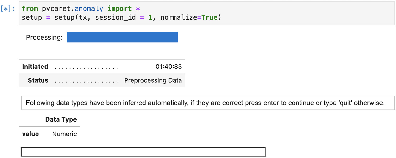 Figure 14.12 – Showing the initial screen in Jupyter Notebook/Lab pending user response
