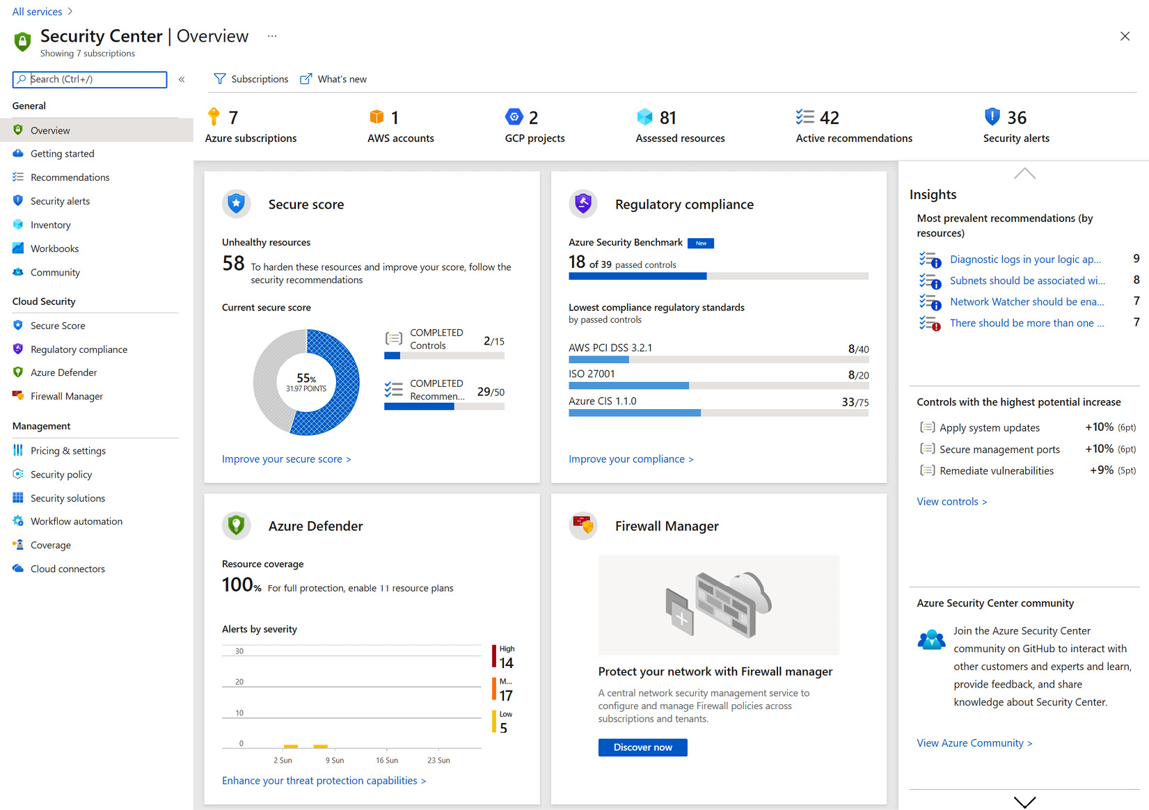 Figure 1.1 – Microsoft Defender for Cloud Overview page