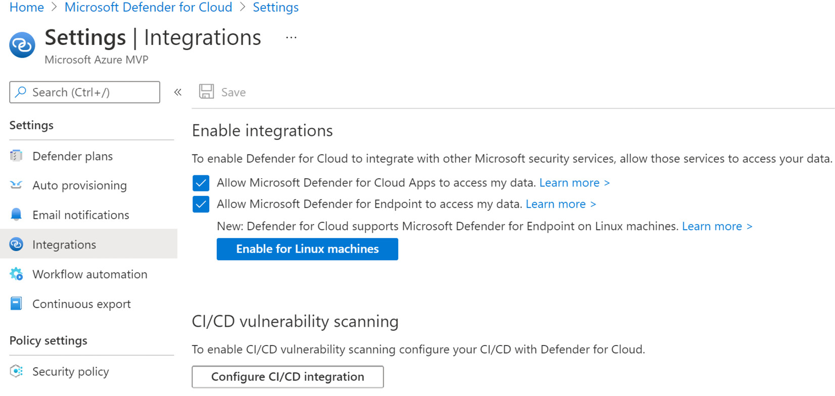 Figure 1.33 – Enabling Cloud App Security and Microsoft Defender for endpoint integration
