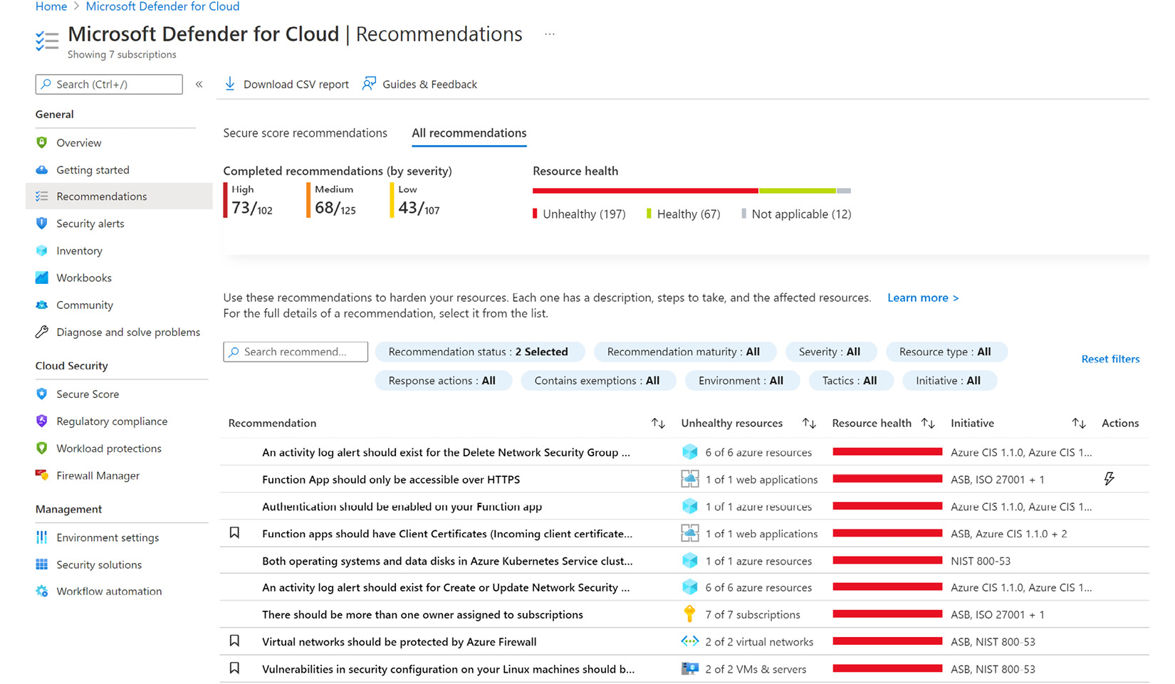 Figure 4.25 – Microsoft Defender for Cloud recommendations
