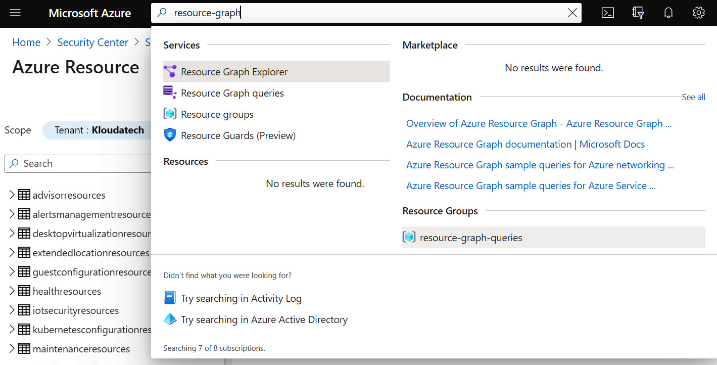 Figure 4.37 – Search for the resource-graph-query resource group
