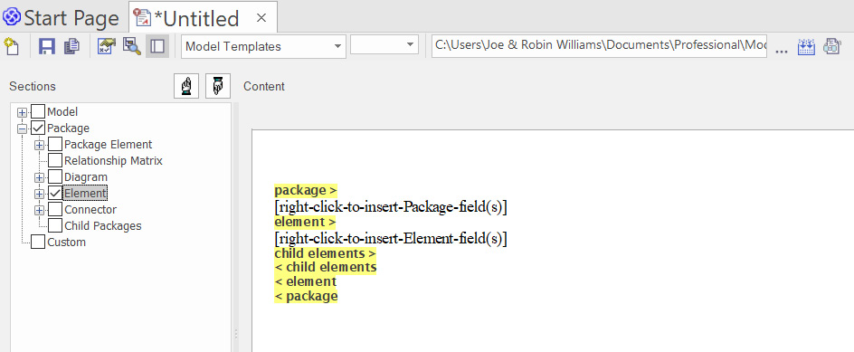 Figure 11.5 – The section tags on the template
