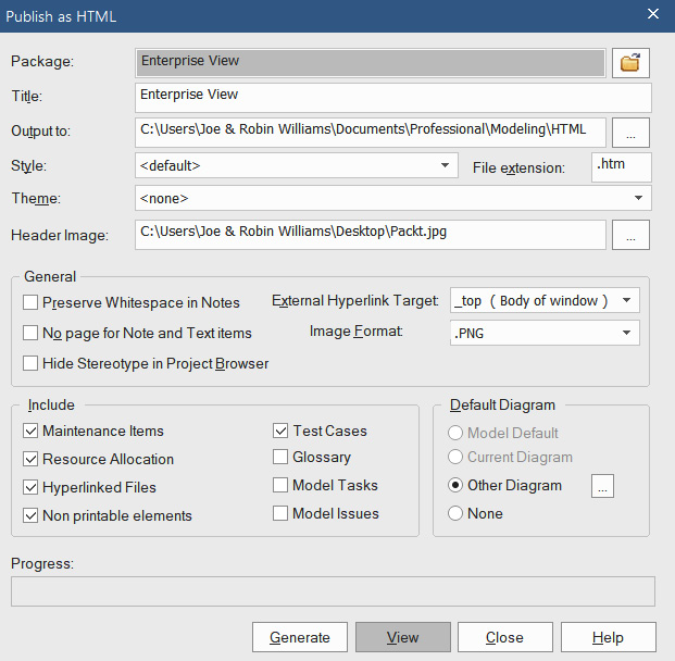 Figure 11.13 – The Publish as HTML dialog
