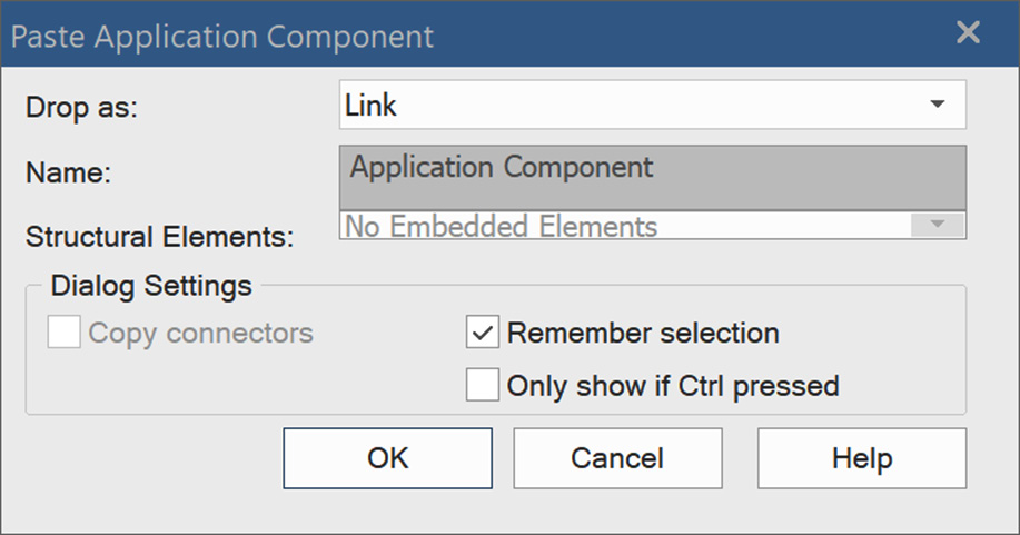 Figure 5.2 – The Paste Application Component dialog box
