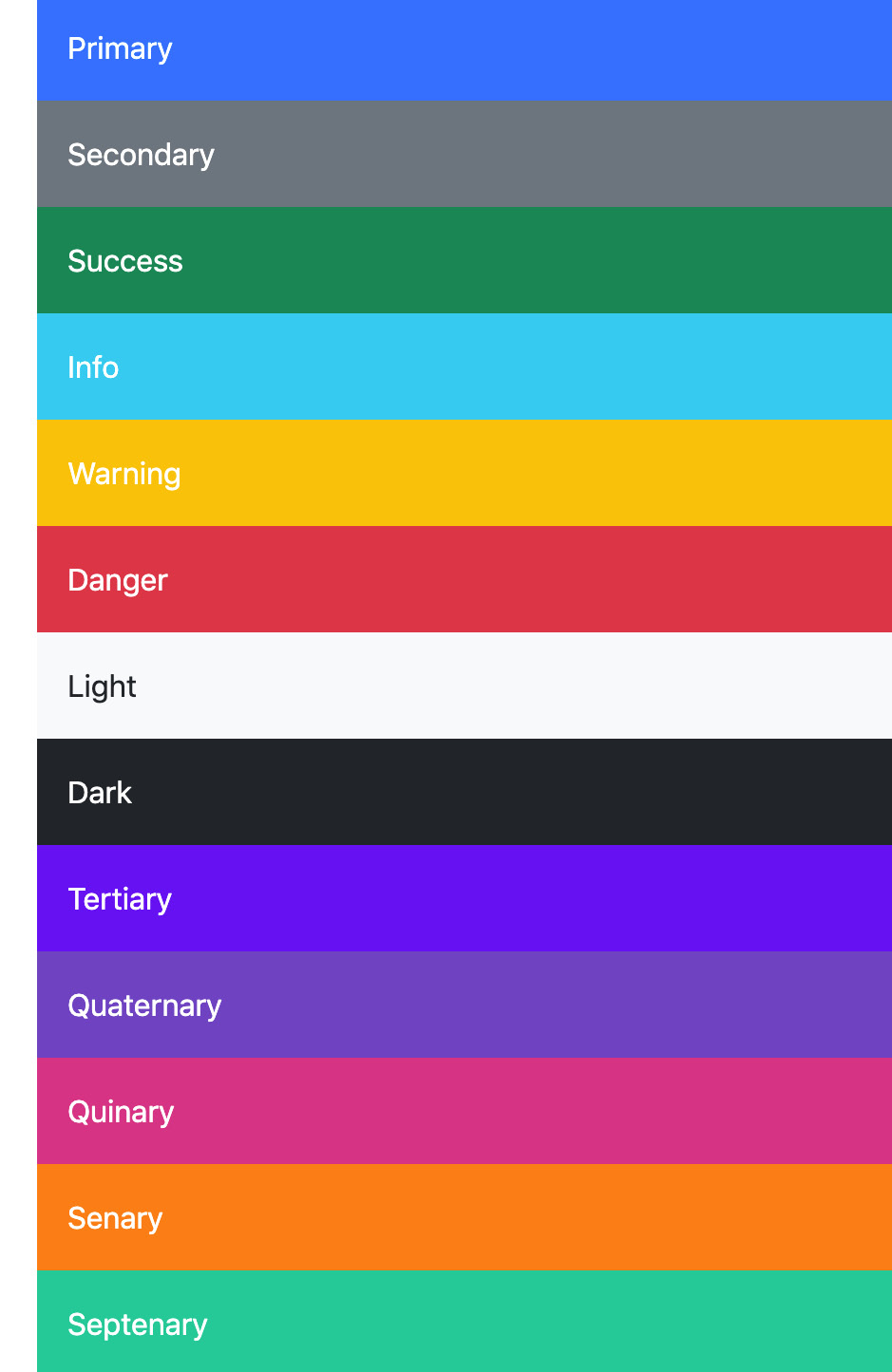 Figure 4.36 – All the colors displayed as background color utilities
