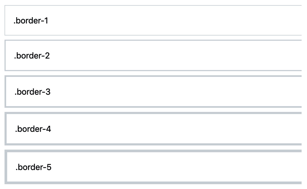 Figure 5.14 – The default sizes for the border width utilities
