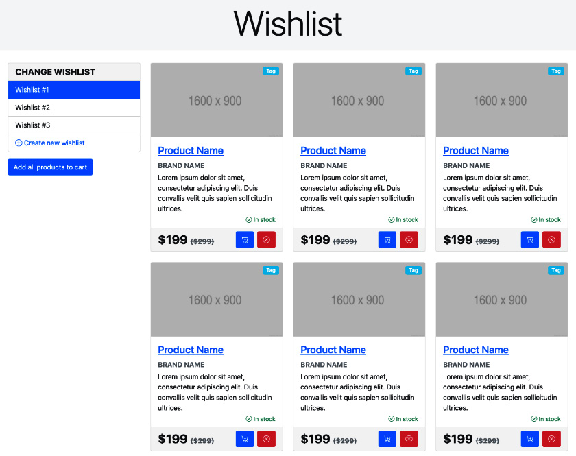 Figure 7.18 – Wishlist page on a desktop device
